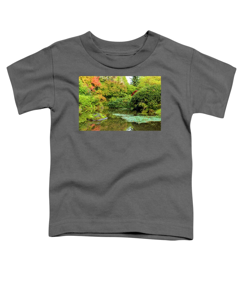 Fall Color Toddler T-Shirt featuring the digital art Kubota Garden, Seattle #3 by Michael Lee