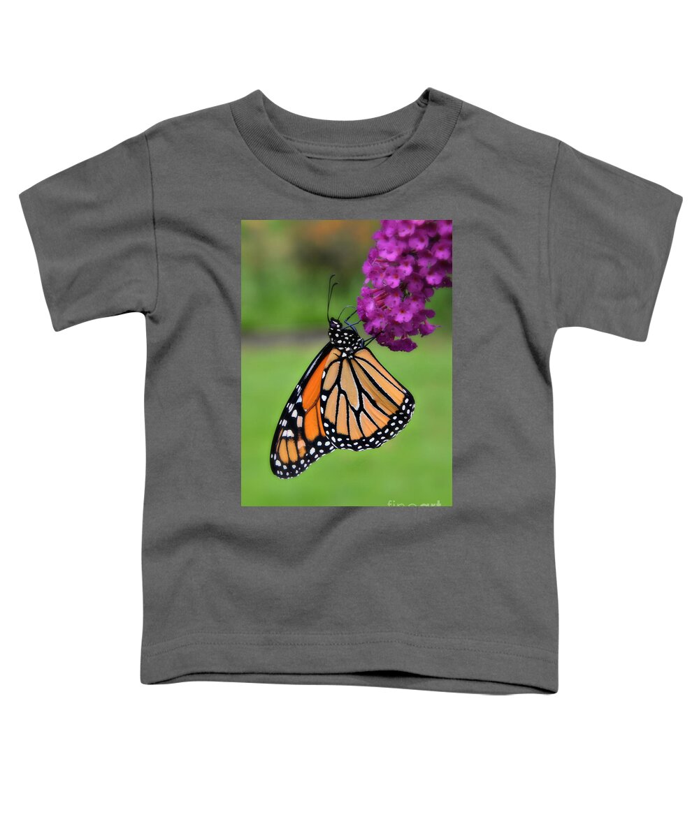 Pink Toddler T-Shirt featuring the photograph Monarch Butterfly #3 by Lila Fisher-Wenzel