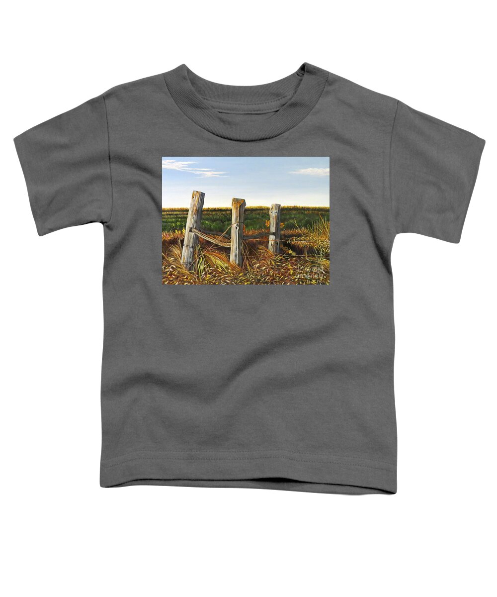 Farm Toddler T-Shirt featuring the painting 3 Old Posts by Marilyn McNish