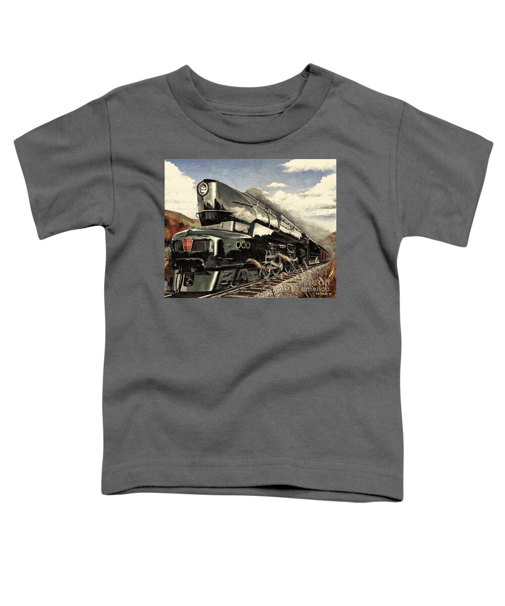 Pennsylvania Railroad Toddler T-Shirt featuring the painting Showin Off #3 by David Mittner