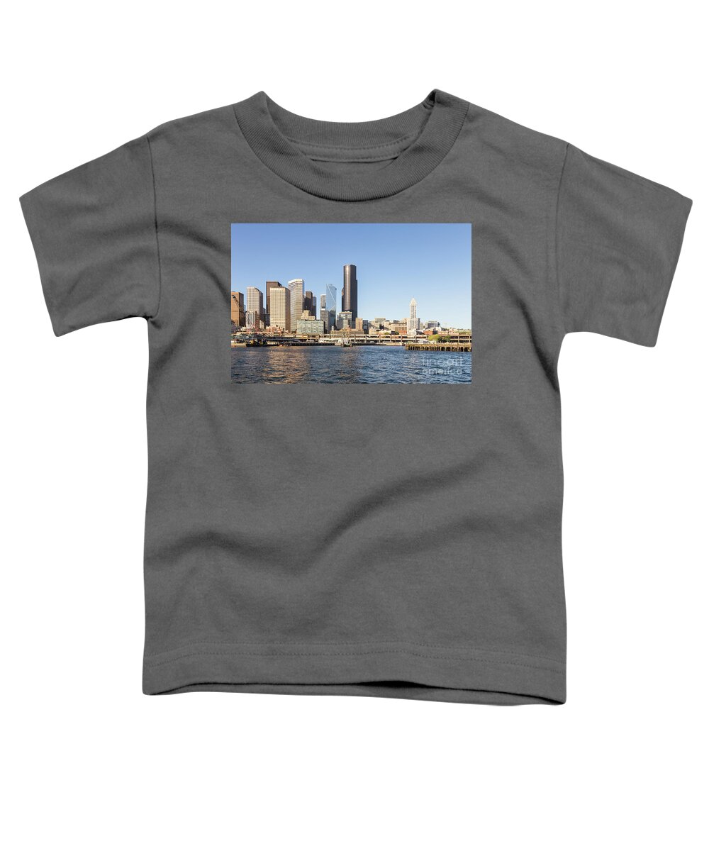 America Toddler T-Shirt featuring the photograph Sunset over Seattle skyline in Washington state in the US #3 by Didier Marti