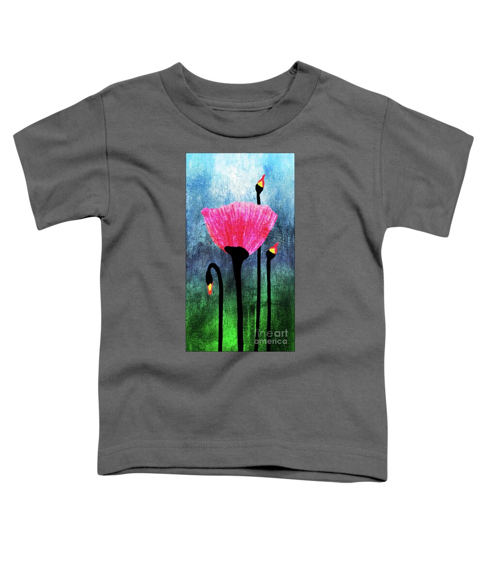 Acrylic Toddler T-Shirt featuring the painting 32a Expressive Floral Poppies Painting Digital Art by Ricardos Creations