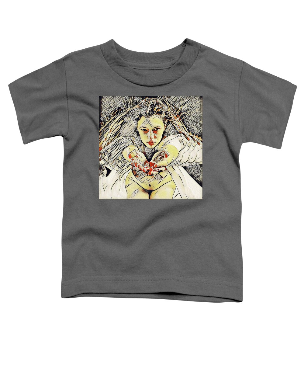 Succubus Toddler T-Shirt featuring the digital art 4448s-AB The Succubus Comes For You Erotica in the Style of Kandinsky by Chris Maher