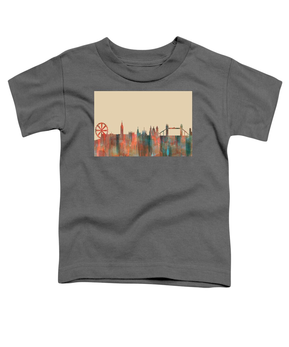 London England Skyline Toddler T-Shirt featuring the digital art London England Skyline #5 by Marlene Watson