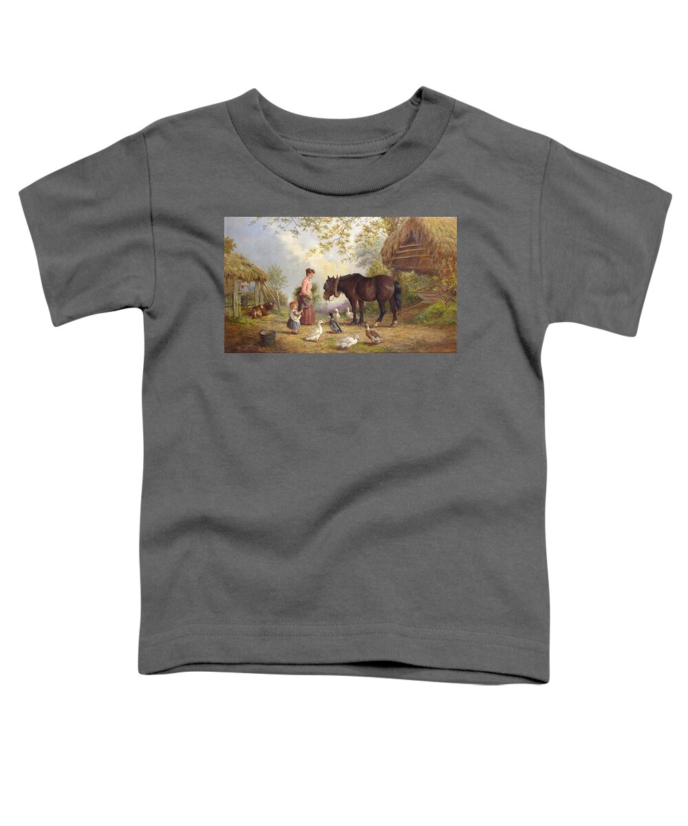 Henry Charles Bryant (1812-1890) Toddler T-Shirt featuring the painting The Farm #5 by Henry Charles