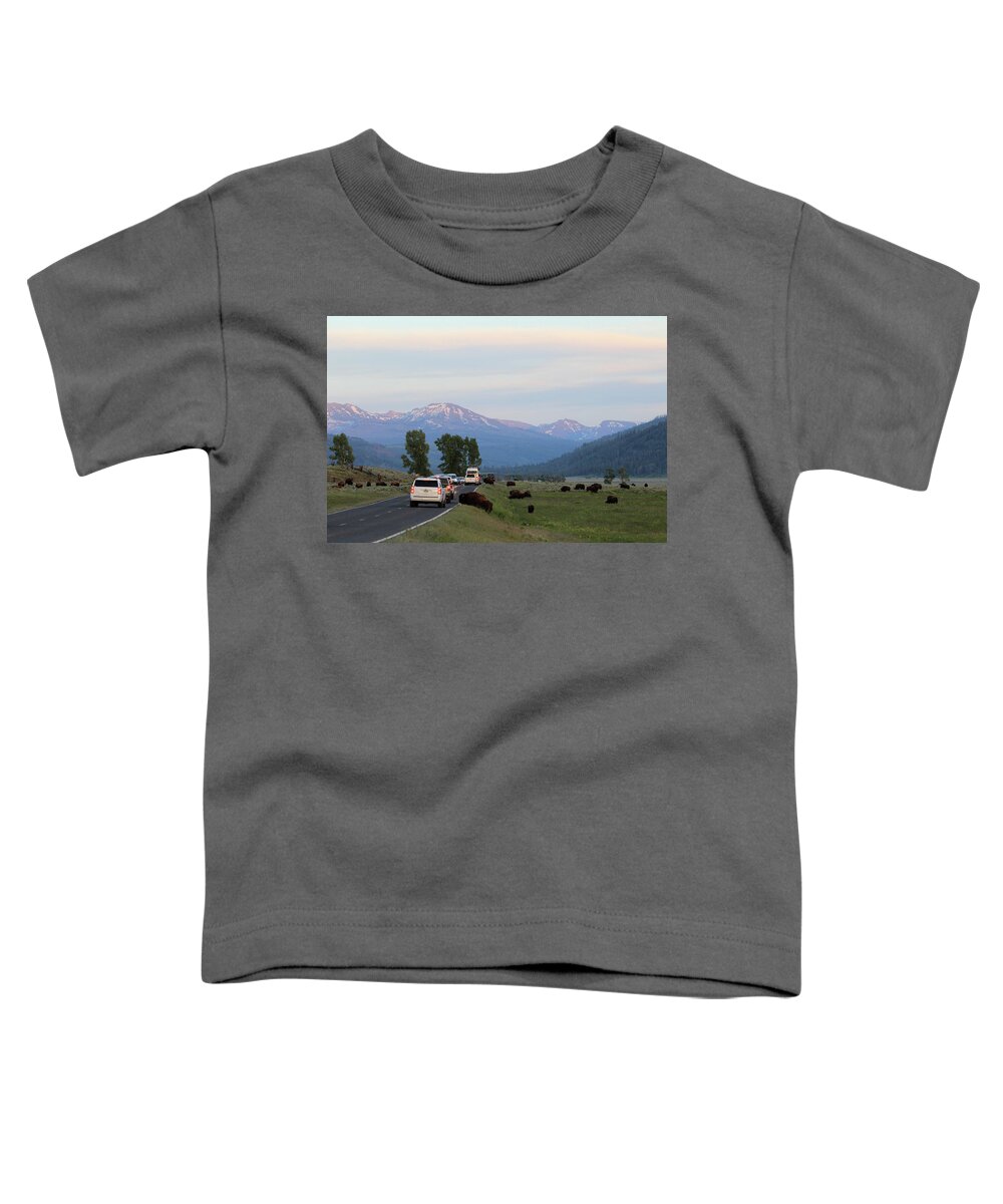 American Bison Toddler T-Shirt featuring the photograph American Bison Yellowstone USA #7 by Bob Savage