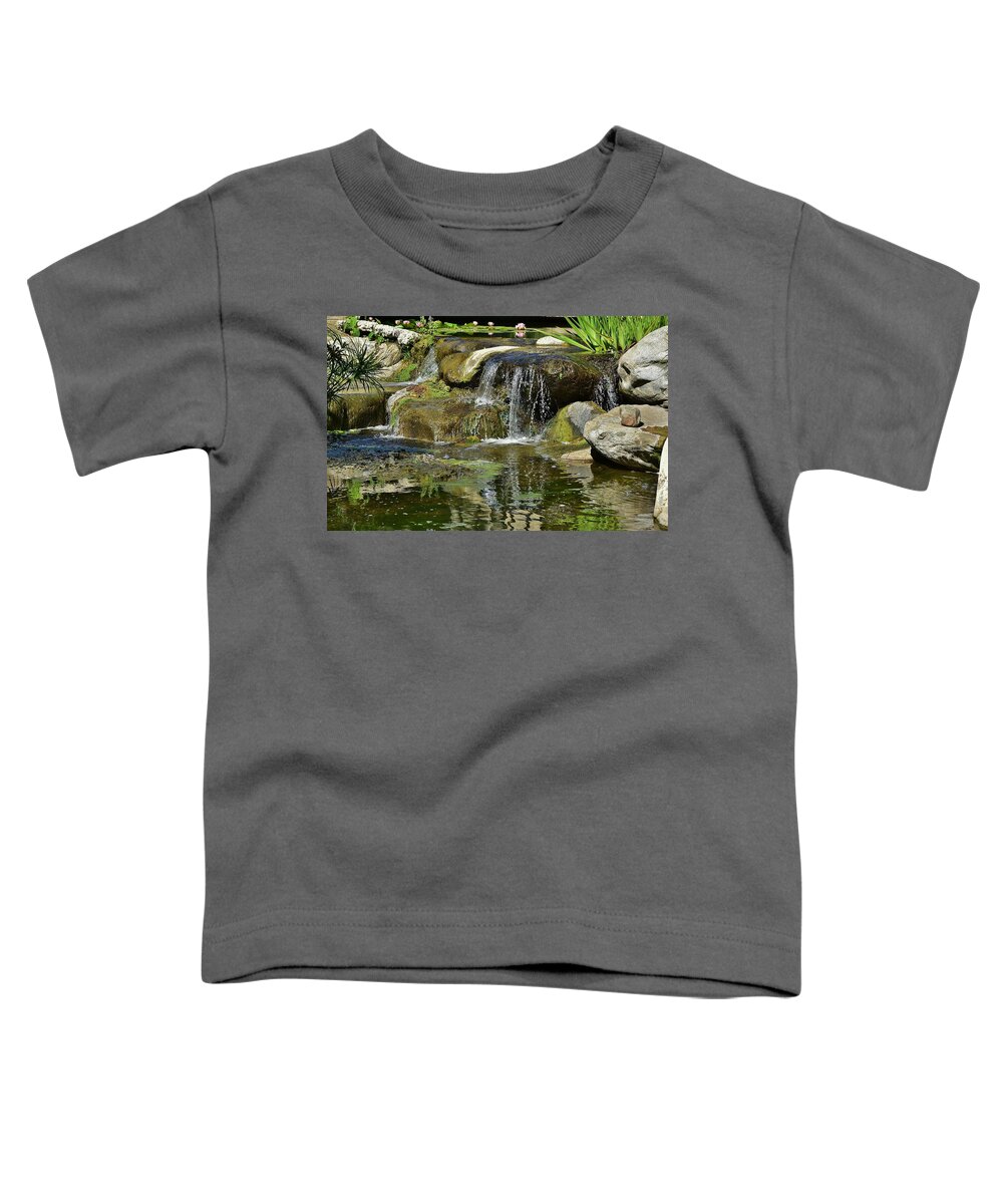 Linda Brody Toddler T-Shirt featuring the photograph 7 Lily Pond Waterfall I by Linda Brody