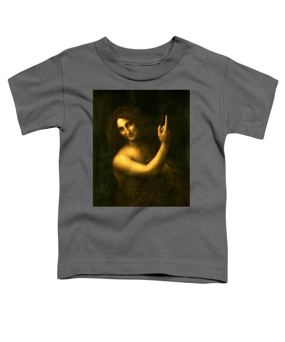 Saint John The Baptist Toddler T-Shirt featuring the painting Saint John The Baptist #9 by Leonardo da Vinci