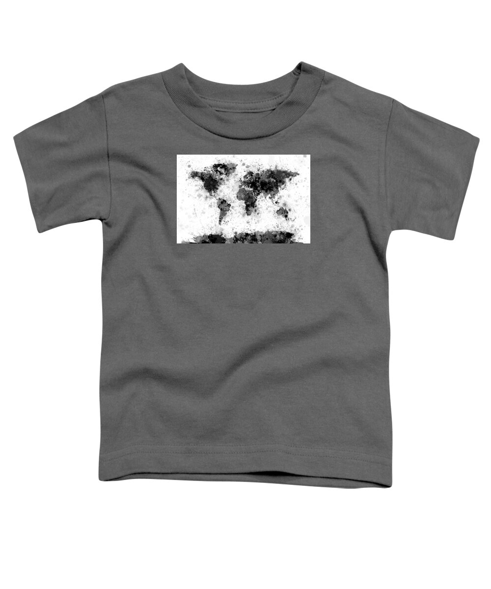 Map Of The World Toddler T-Shirt featuring the digital art World Map Paint Splashes #8 by Michael Tompsett