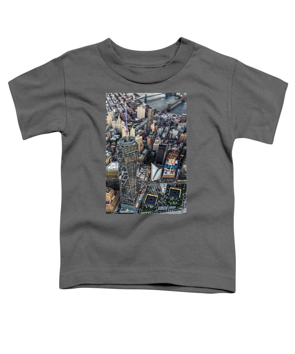 World Trade Center Toddler T-Shirt featuring the photograph 911 Reflecting Pools Aerial View II by Susan Candelario