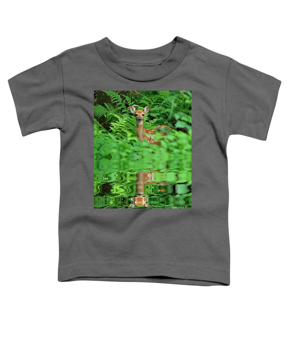 Deer Toddler T-Shirt featuring the photograph A Deer Reflection by Barbara S Nickerson