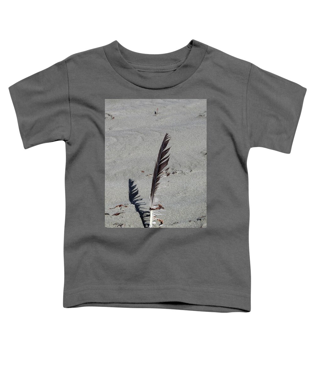 Sand Toddler T-Shirt featuring the photograph A Feather in Time by Tikvah's Hope