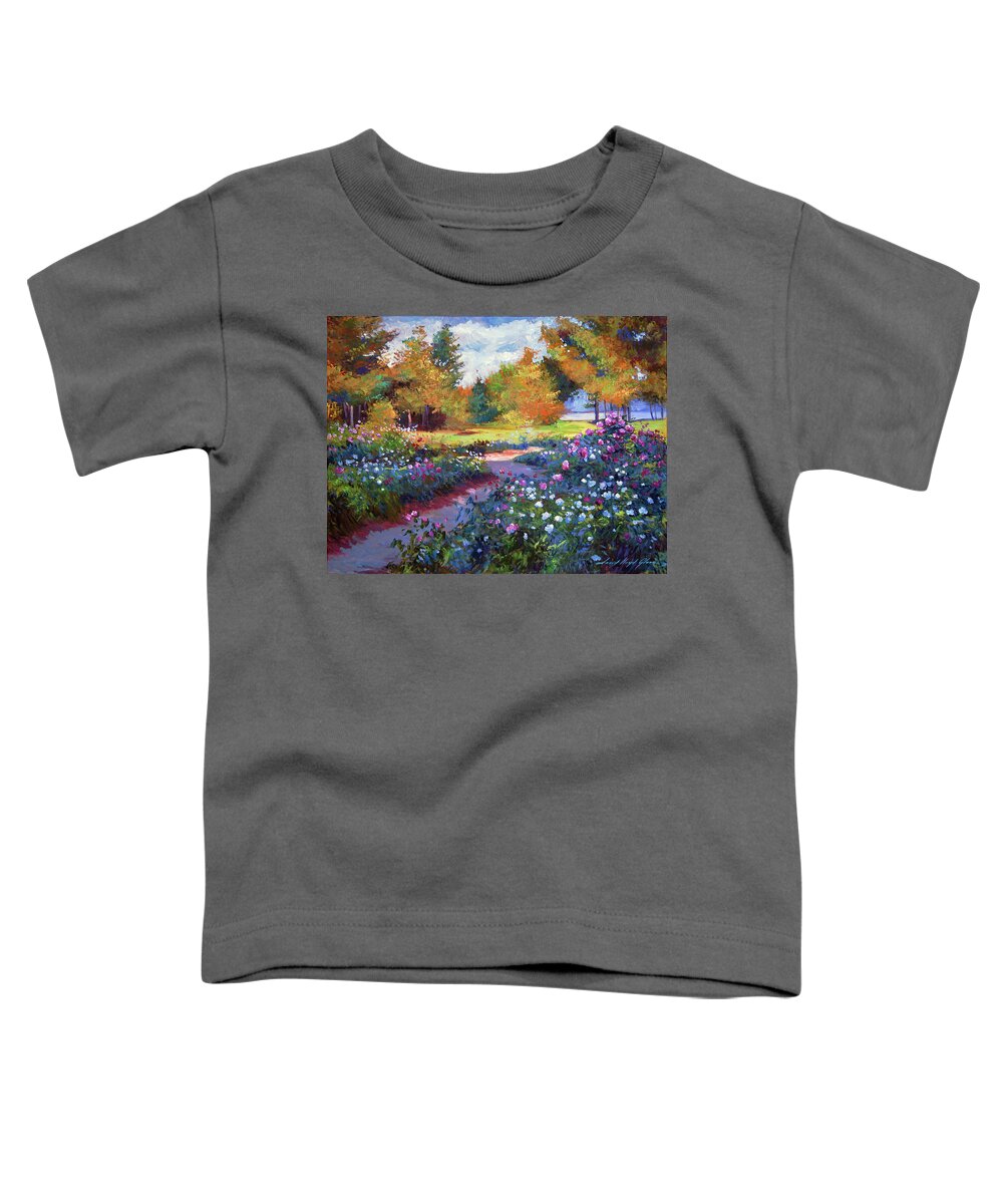 Landscape Toddler T-Shirt featuring the painting A Garden On The Hudson by David Lloyd Glover