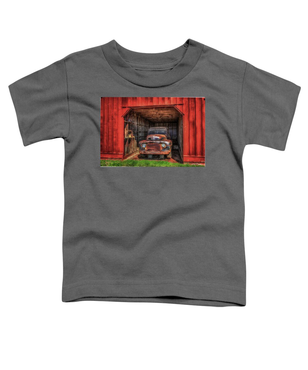 Reid Callaway A Hiding Place Toddler T-Shirt featuring the photograph A Hiding Place 1949 Ford Pickup Truck by Reid Callaway
