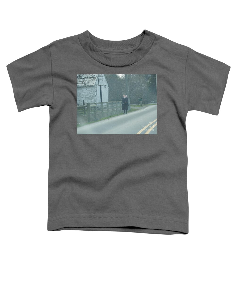 Amish Toddler T-Shirt featuring the photograph A Long Day by Christine Clark
