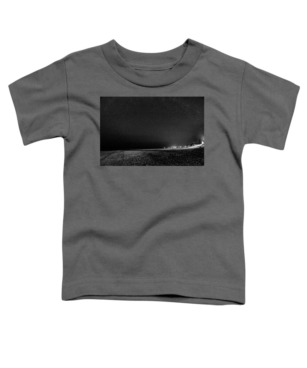 Steve Harrington Toddler T-Shirt featuring the photograph A Night At The Beach - The Big Dipper bw by Steve Harrington