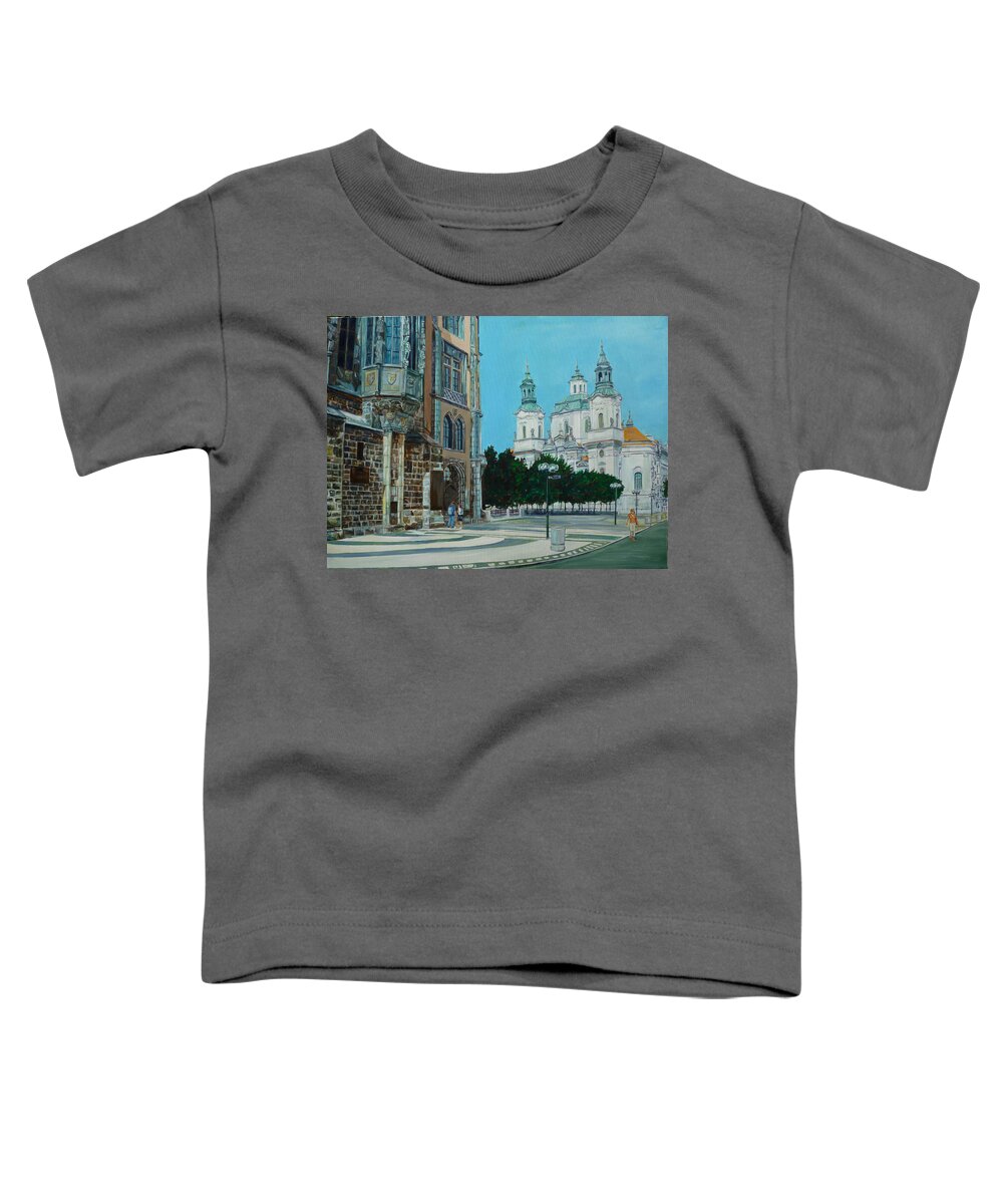 Europe Toddler T-Shirt featuring the painting A Scene in Prague by Bryan Bustard