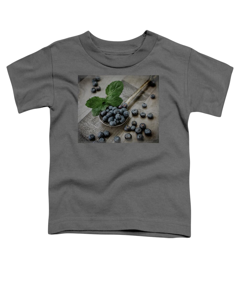 Fruit Toddler T-Shirt featuring the photograph A Spoonful of Blueberries by Teresa Wilson