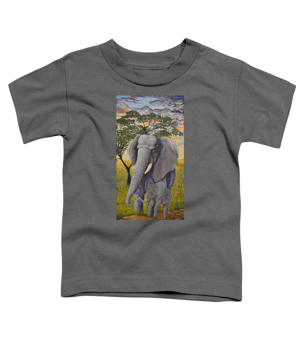 Louisville Zoo Toddler T-Shirt featuring the painting A Stroll in the Shade by Rod B Rainey
