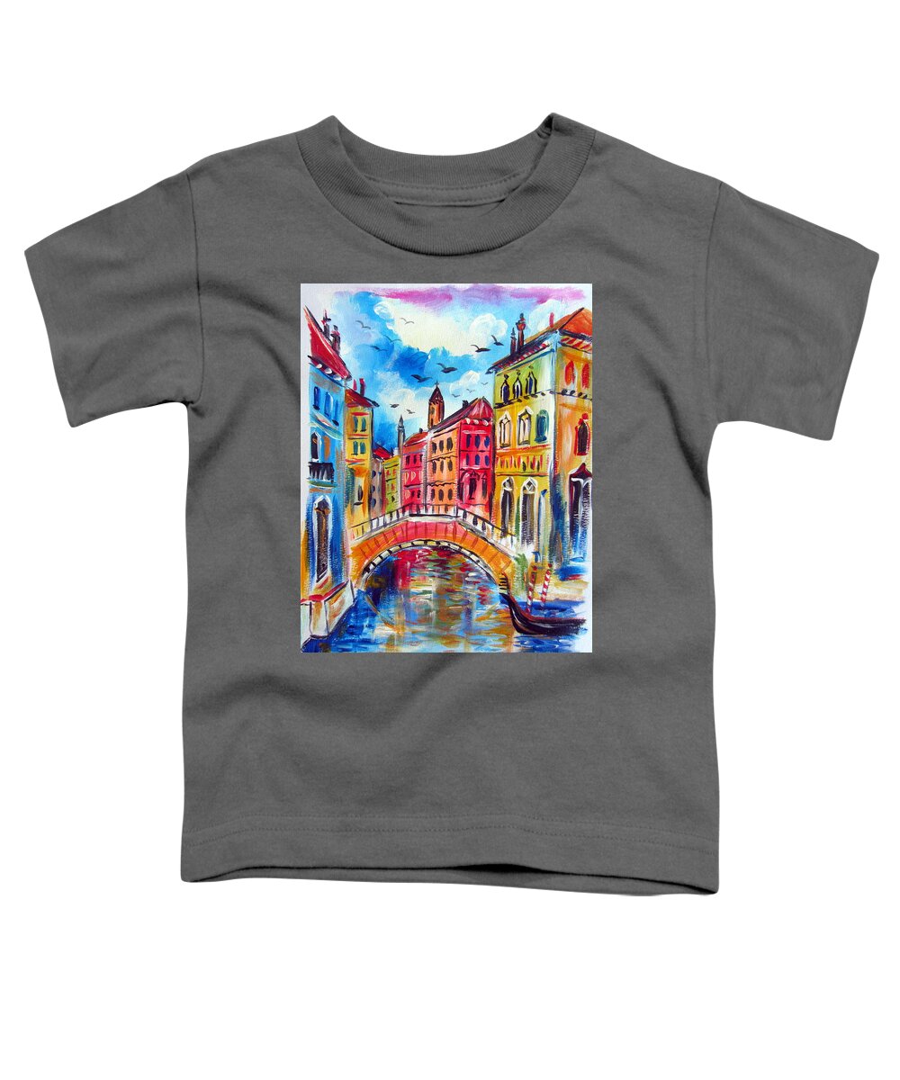 Venice Toddler T-Shirt featuring the painting A Venetian Bridge by Roberto Gagliardi