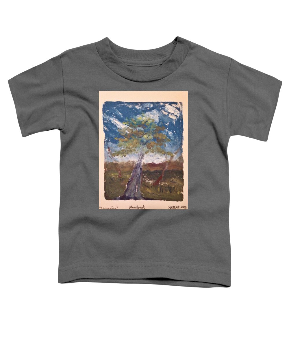 Landscape Toddler T-Shirt featuring the painting A Windy Day by Angela Weddle