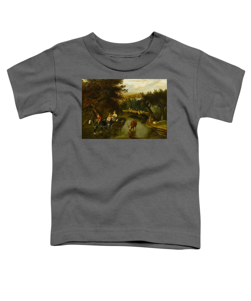 Jan Siberechts Toddler T-Shirt featuring the painting A Wooded Landscape with Peasants in a Horse by MotionAge Designs