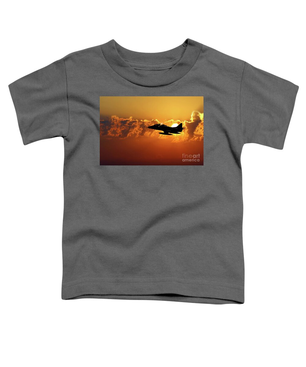 A-4 Toddler T-Shirt featuring the digital art A4 Skyhawk Silhouette by Airpower Art