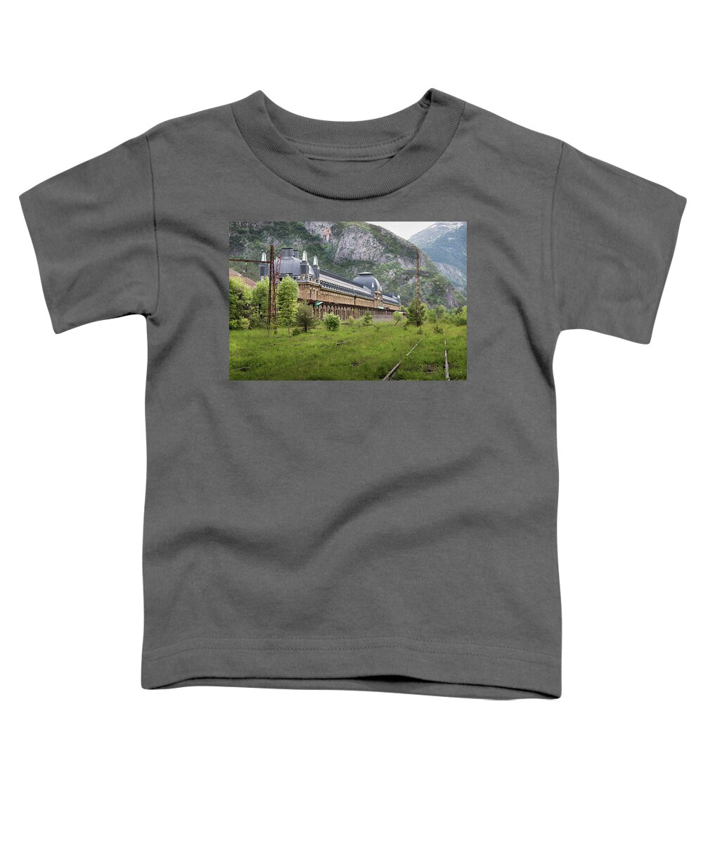 Canfranc Toddler T-Shirt featuring the photograph Abandoned side of the Canfranc international railway station by RicardMN Photography