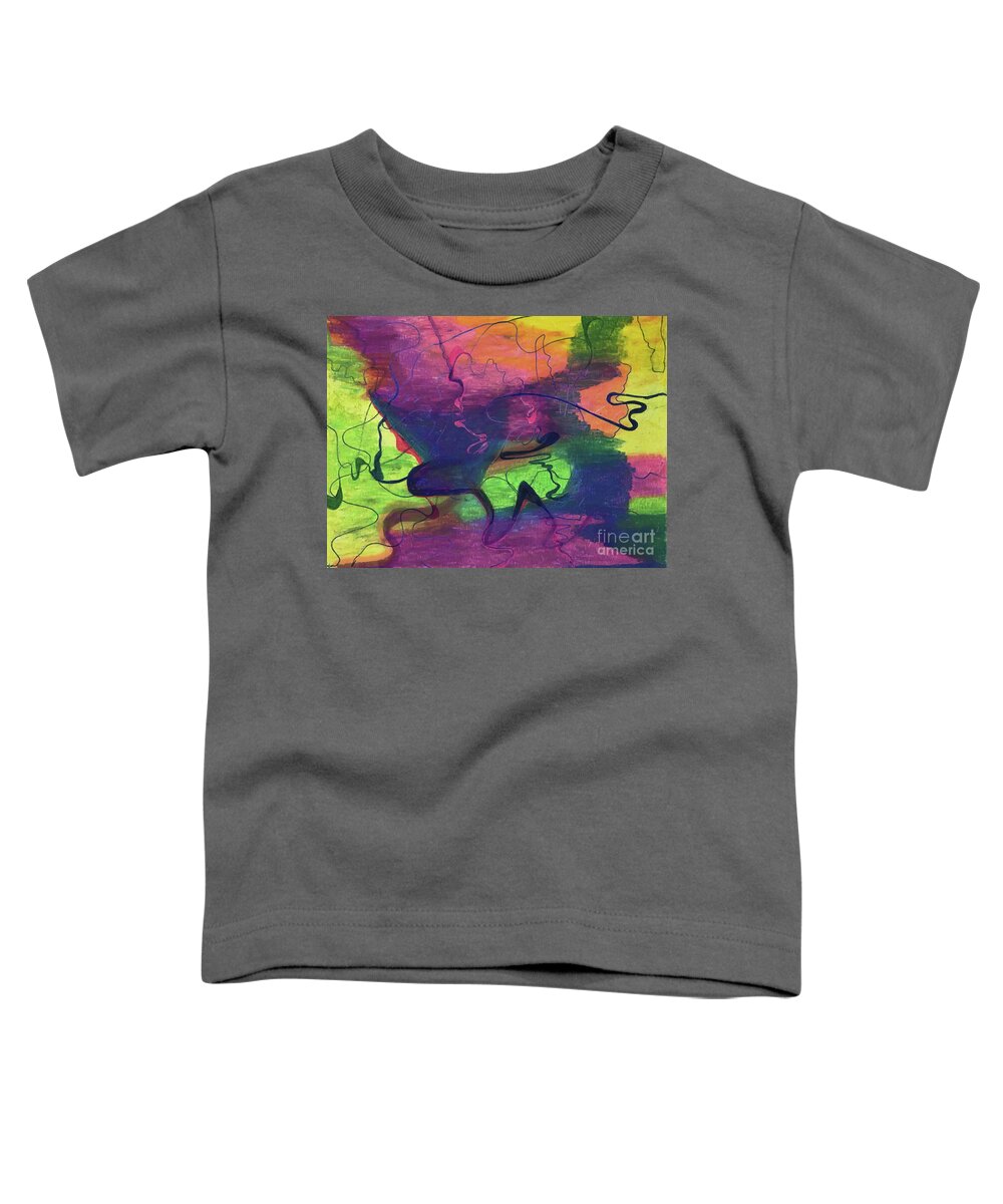 Colorful Abstract Cloud Swirling Lines By Annette M Stevenson Toddler T-Shirt featuring the painting Colorful Abstract Cloud Swirling Lines by Annette M Stevenson