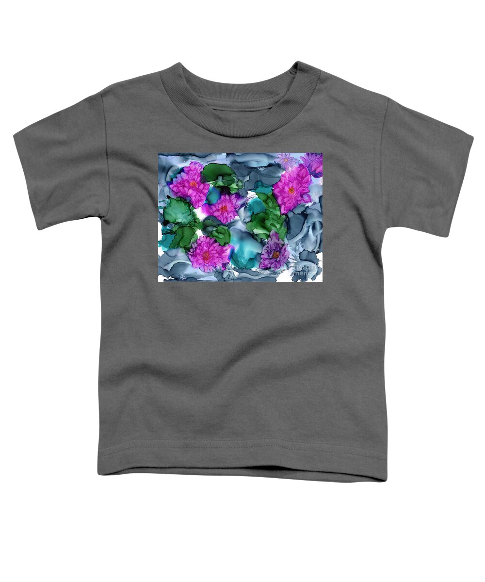 Water Lilies Toddler T-Shirt featuring the painting Abstract Water Lilies by Eunice Warfel