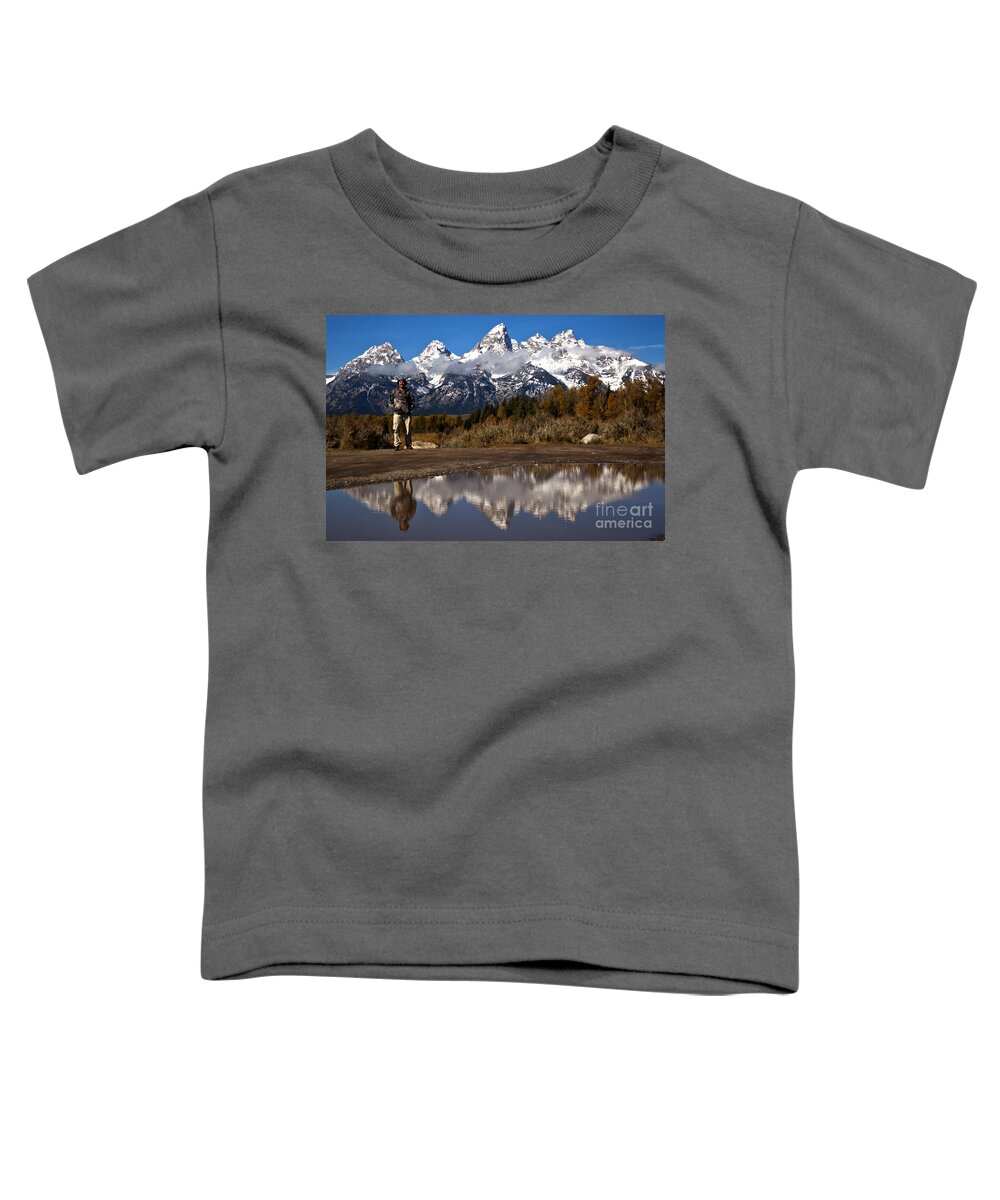Schwabacher Landing Toddler T-Shirt featuring the photograph Adam Jewell At Grand Teton by Adam Jewell