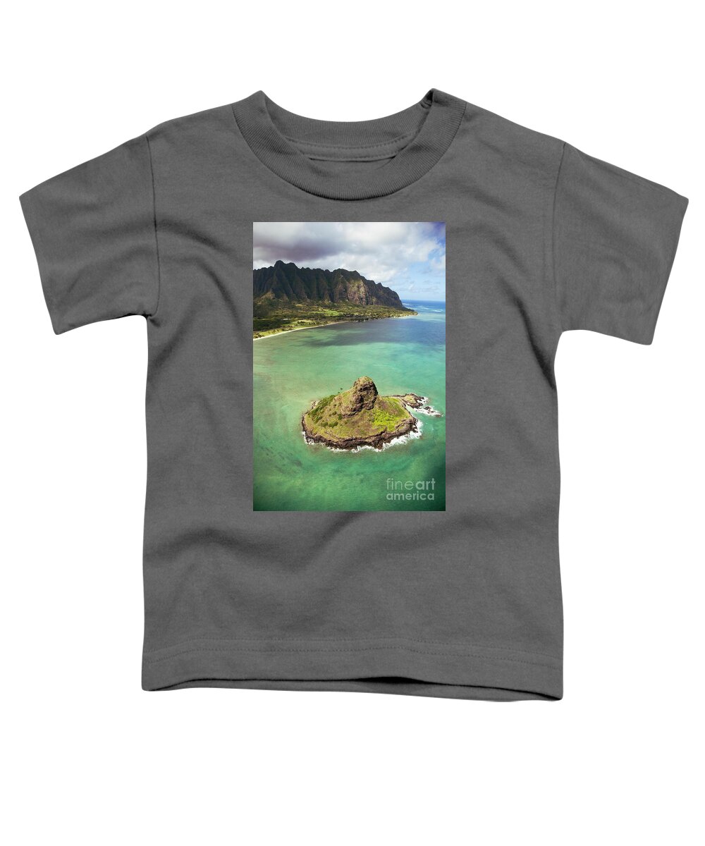 Above Toddler T-Shirt featuring the photograph Aerial of Mokolii Island by Ron Dahlquist - Printscapes