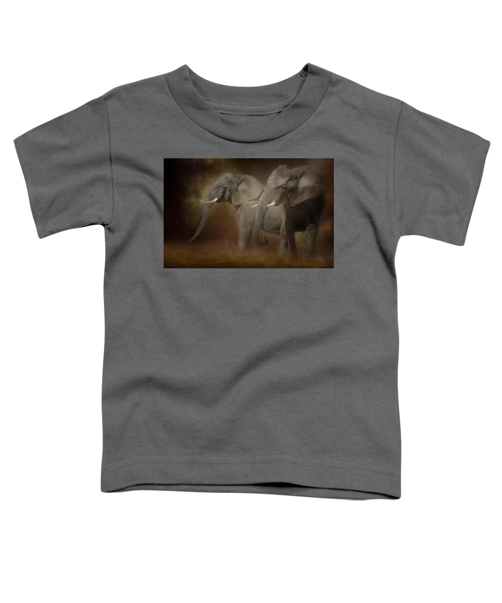 Elephant Toddler T-Shirt featuring the photograph African Elephants by Debra Boucher