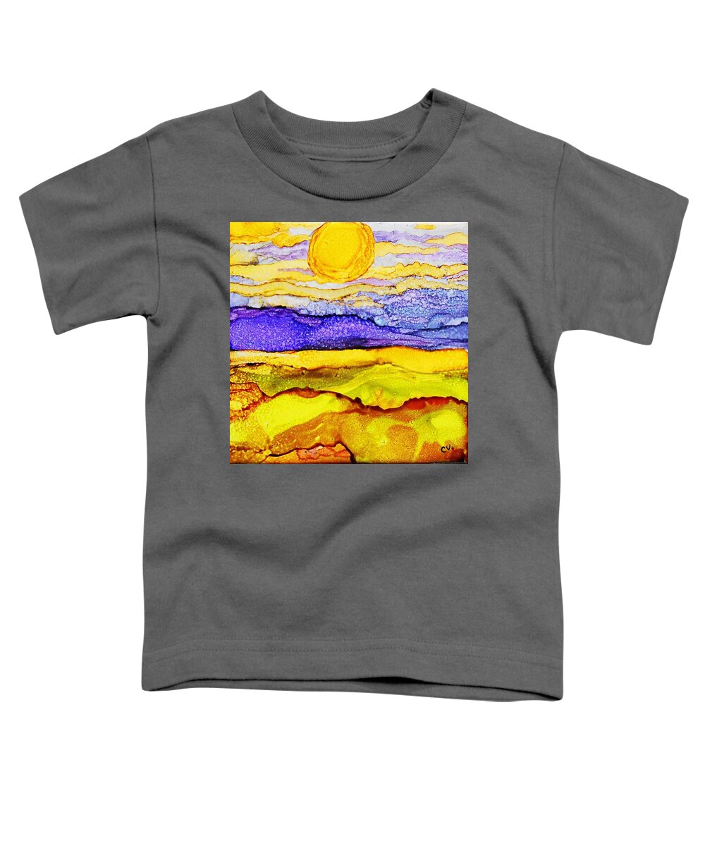 Alcohol Ink Toddler T-Shirt featuring the painting Golden Fields - A 242 by Catherine Van Der Woerd
