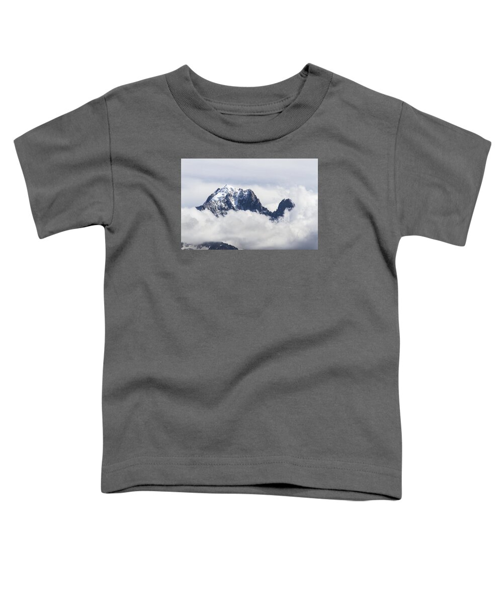 Mountain Landscape Toddler T-Shirt featuring the photograph Aiguille Verte and Aiguille du Dru in the clouds - Chamonix - French Alps by Paul MAURICE