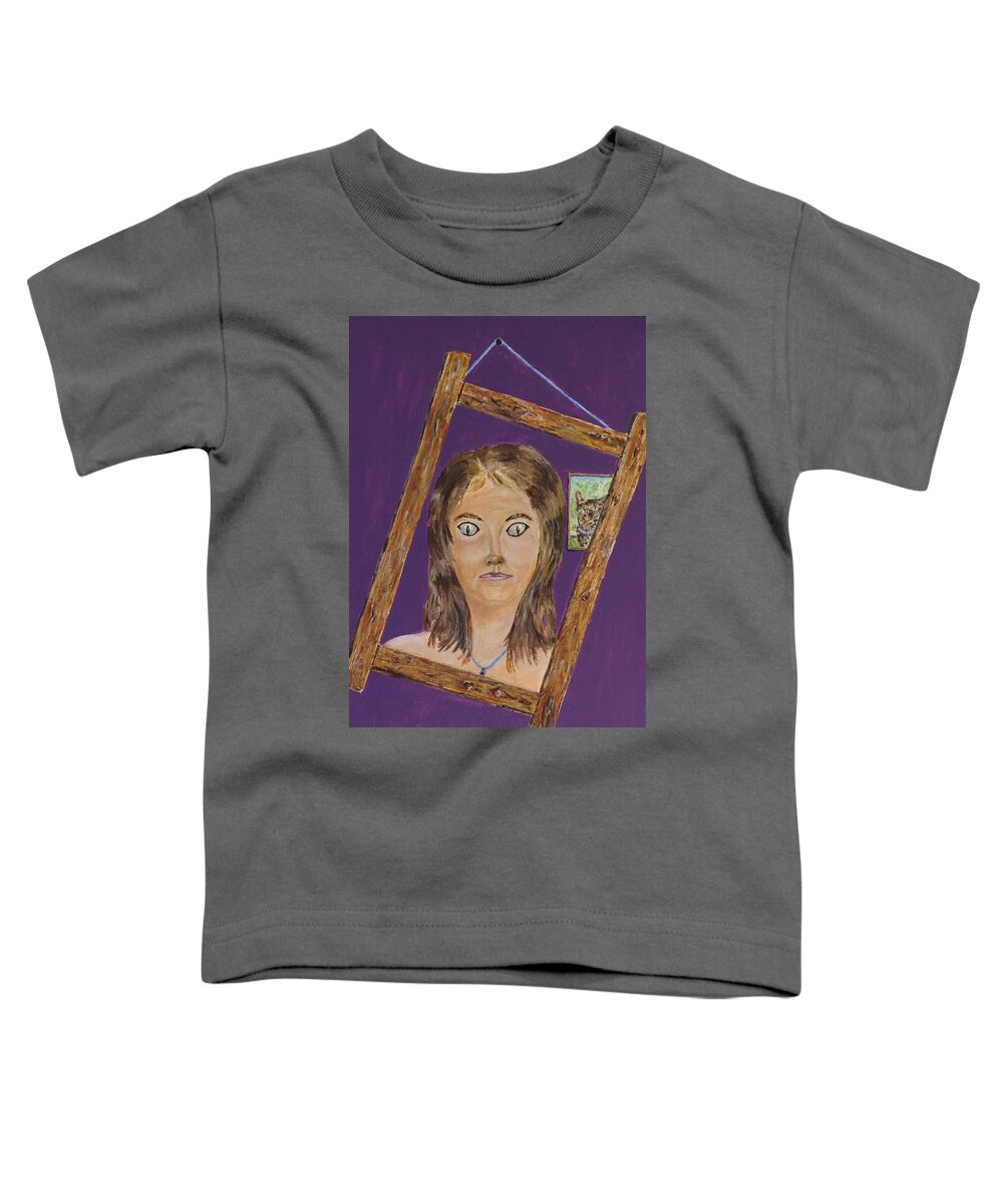 Ailurophile Toddler T-Shirt featuring the painting Ailurophile too far? by David Capon