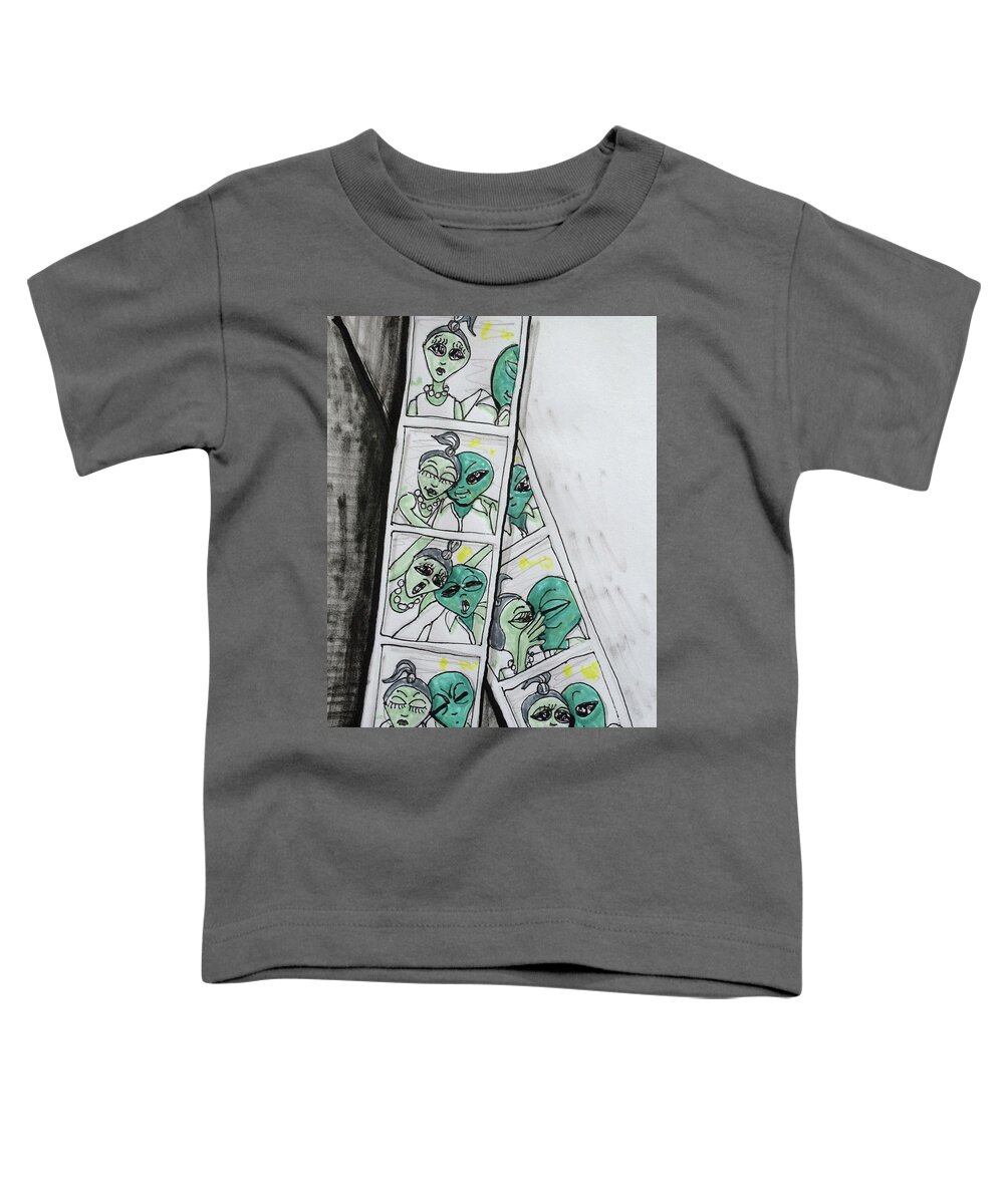 Photo Booth Toddler T-Shirt featuring the drawing alien Photo Booth by Similar Alien
