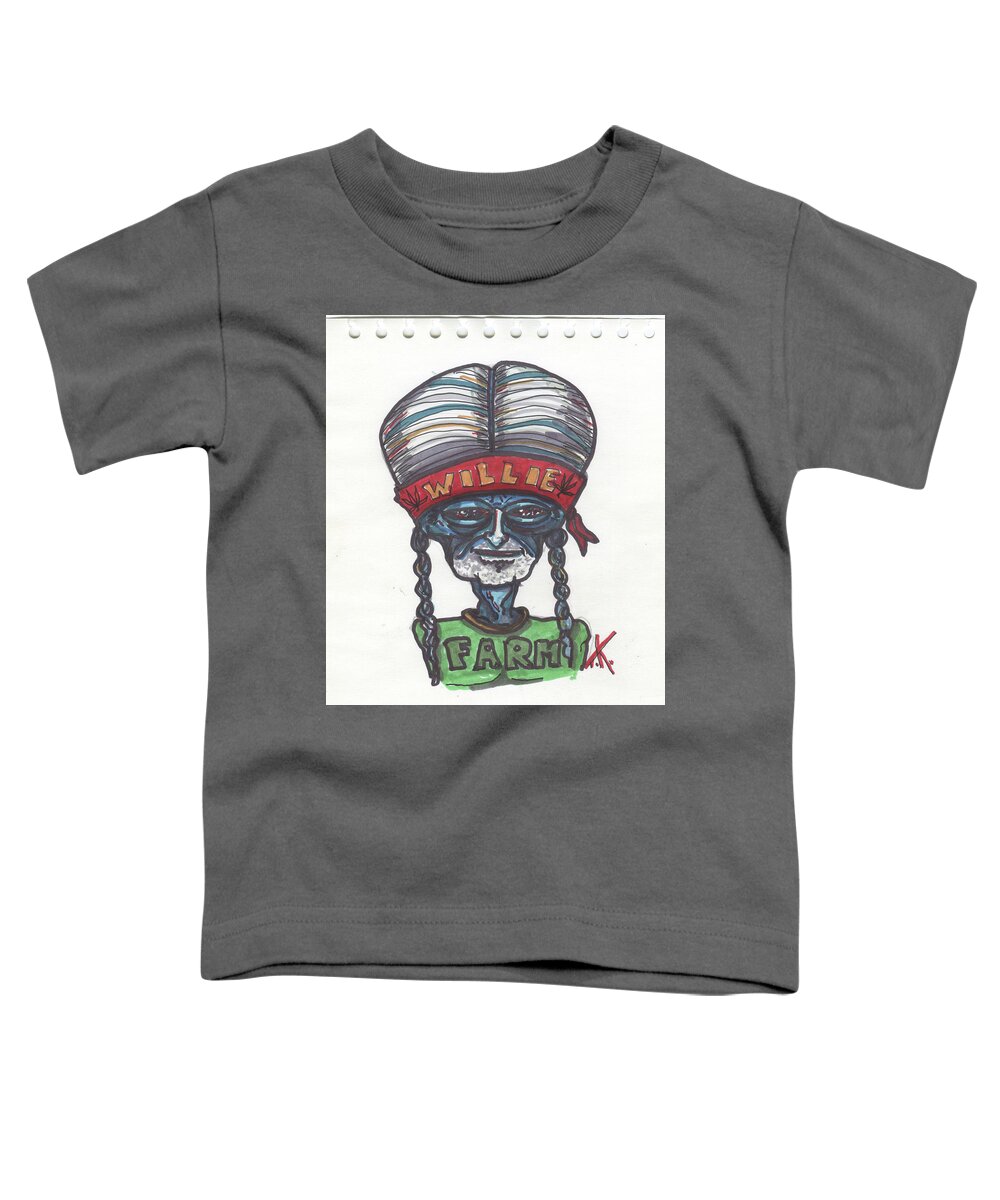 Willie Nelson Toddler T-Shirt featuring the drawing alien Willie Nelson by Similar Alien