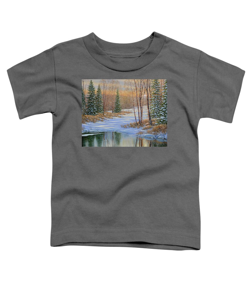 Jake Vandenbrink Toddler T-Shirt featuring the painting All Is Calm by Jake Vandenbrink