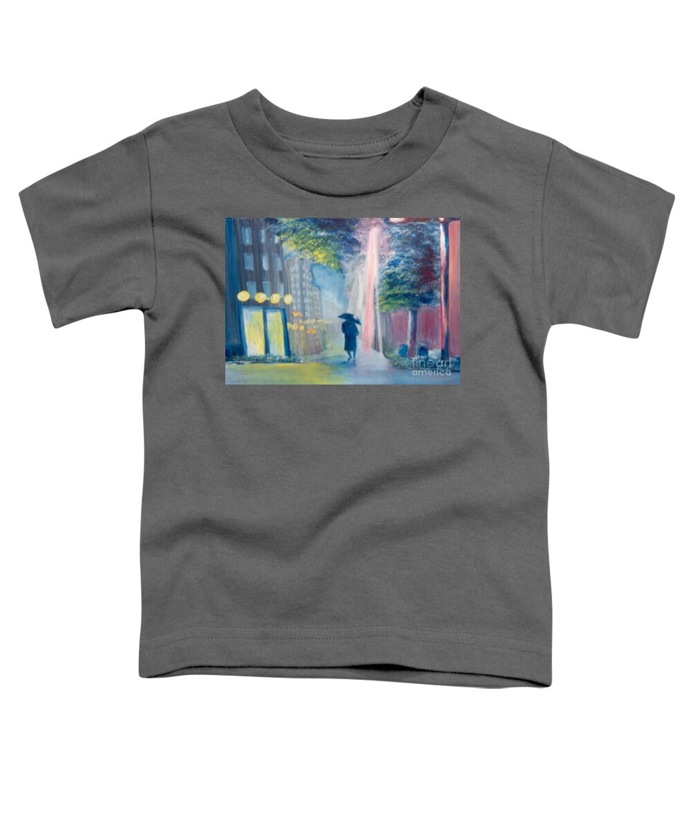 Cityscape Toddler T-Shirt featuring the painting Alone by Saundra Johnson