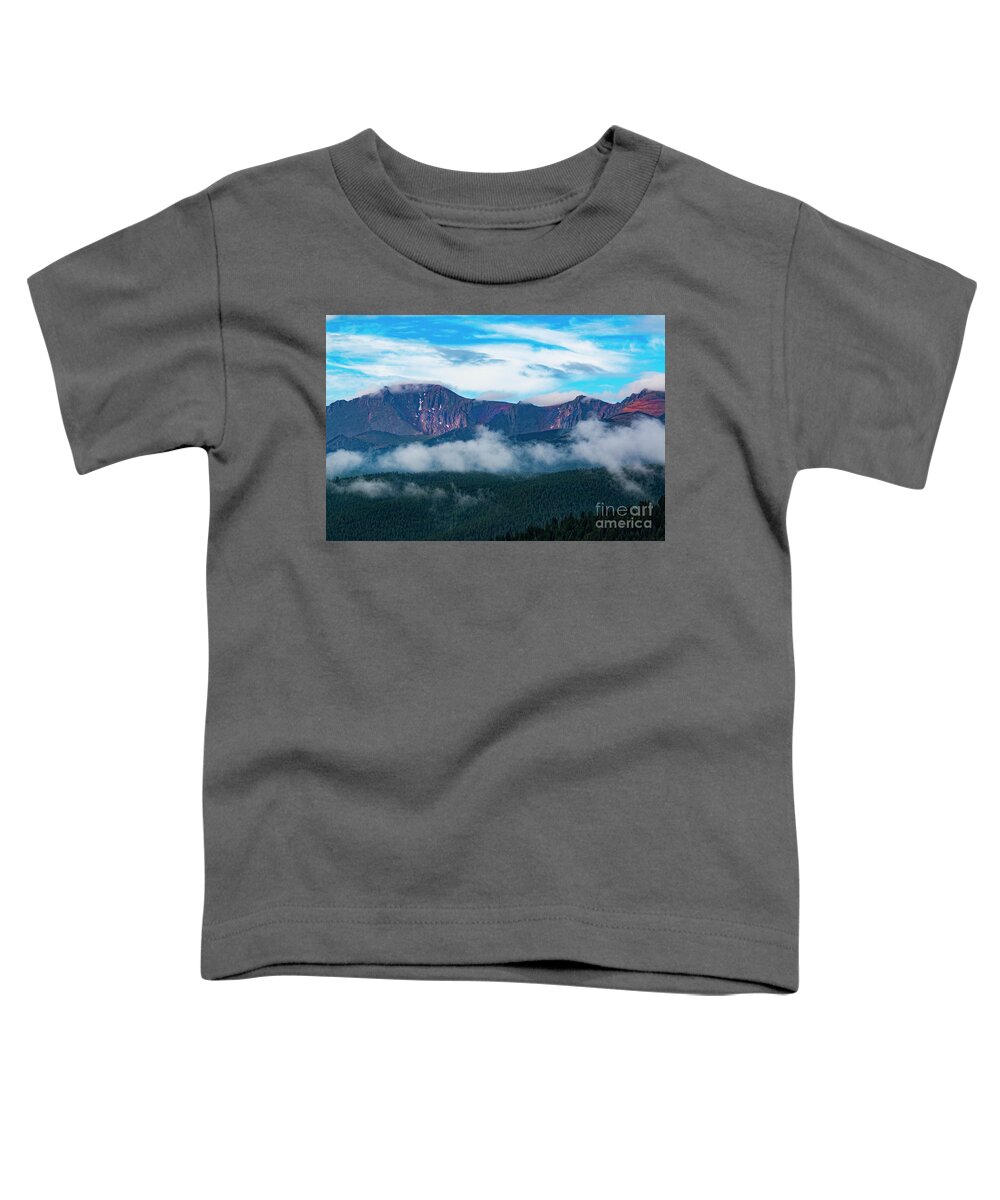 Pikes Peak Toddler T-Shirt featuring the photograph Amazing Sunrise on Pikes Peak Colorado by Steven Krull
