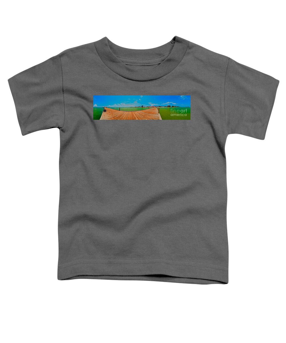 Panorama Toddler T-Shirt featuring the photograph Anna Maria Island seen from the Historic City Pier Panorama by Rolf Bertram