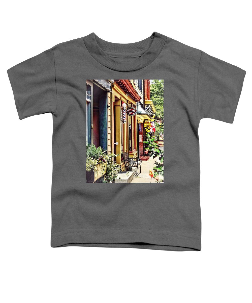 Maryland Avenue Toddler T-Shirt featuring the photograph Annapolis MD - Barbershop and Reiki Studio by Susan Savad