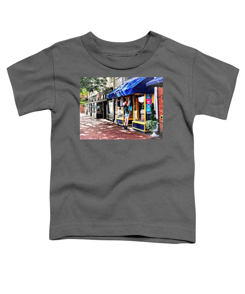 Main Street Toddler T-Shirt featuring the photograph Annapolis MD - Opening For Business by Susan Savad