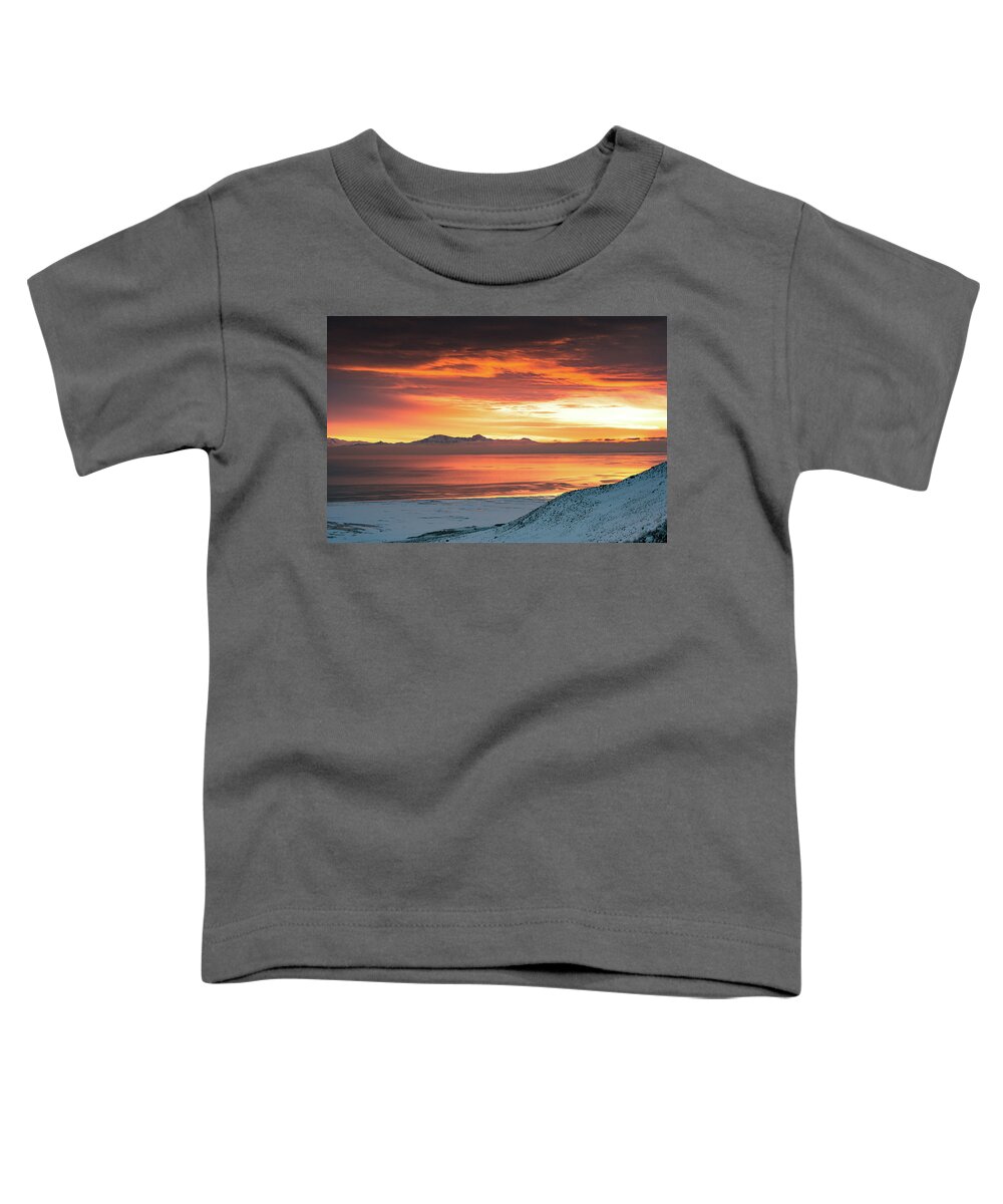 Antelope Island Toddler T-Shirt featuring the photograph Antelope Island sunset by Bryan Carter