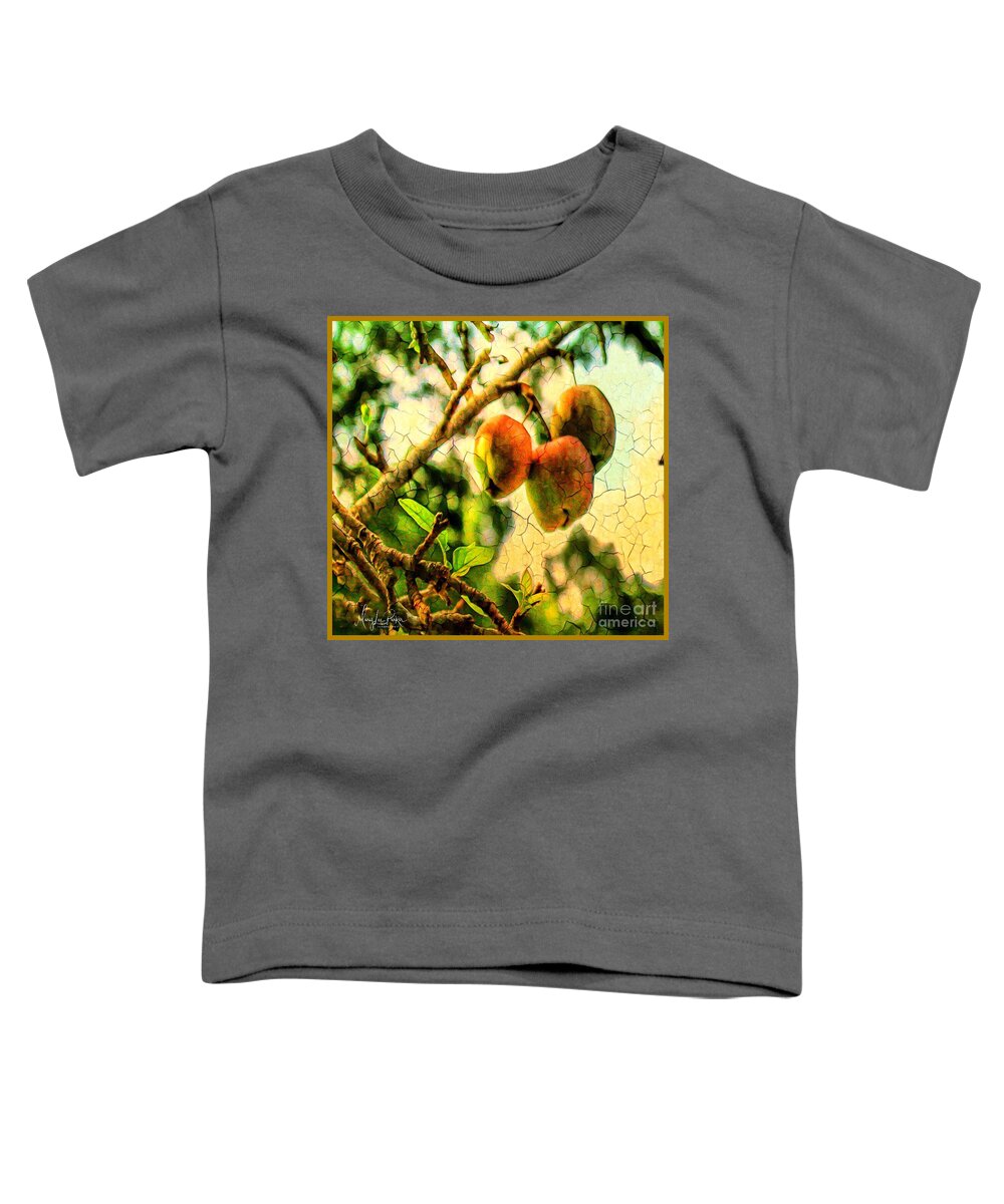 Mix Media Toddler T-Shirt featuring the mixed media Apple Season by MaryLee Parker