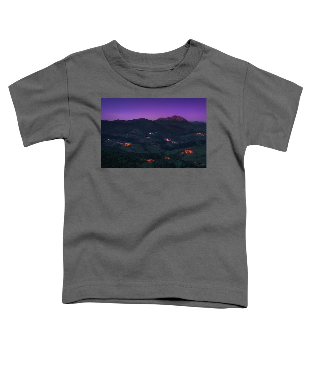 Mountain Toddler T-Shirt featuring the photograph Aramaio valley at night by Mikel Martinez de Osaba