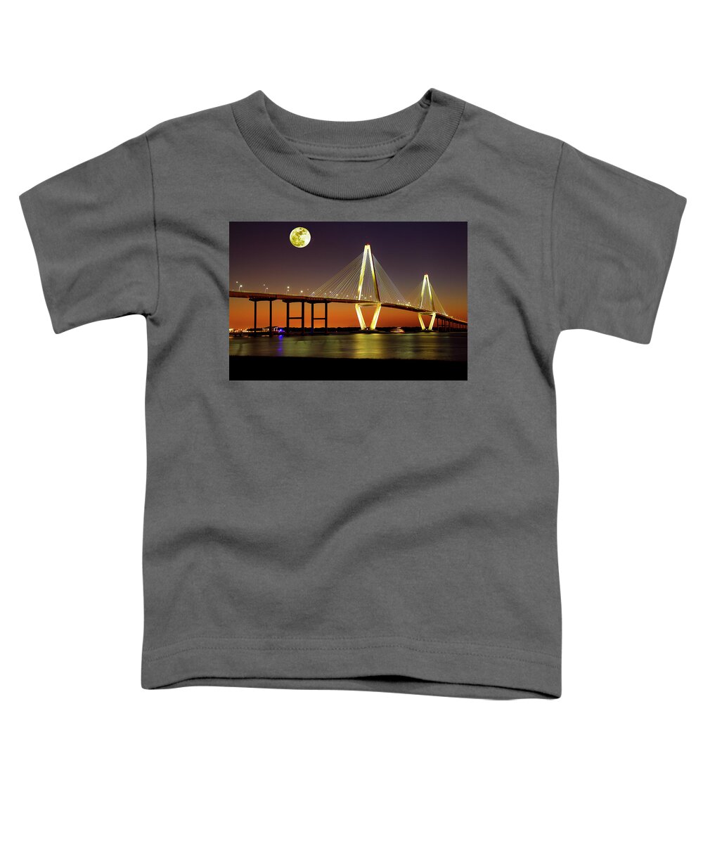 Ravenel Toddler T-Shirt featuring the photograph Arthur Ravenel Bridge at Night by Bill Barber