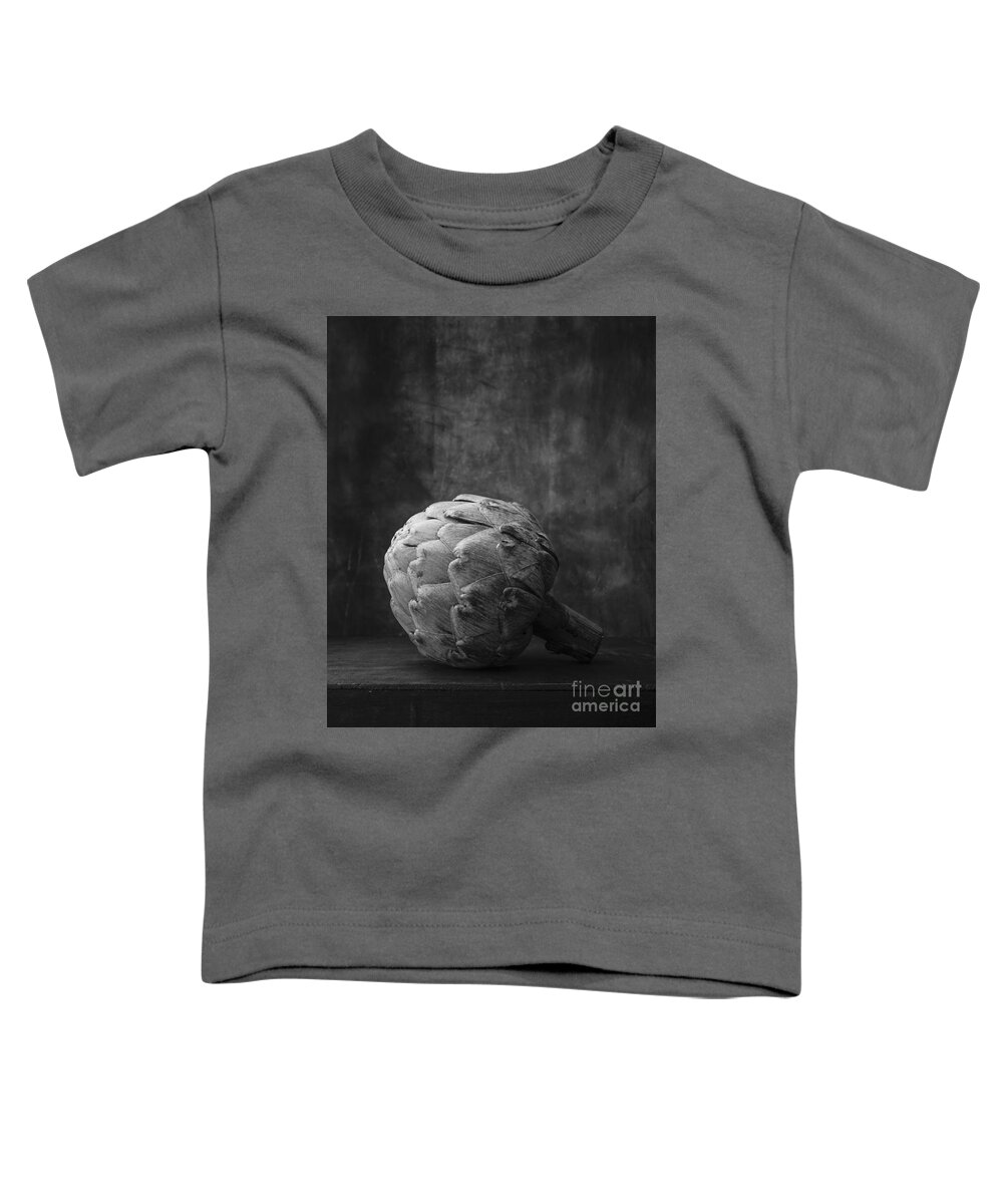 Artichoke Toddler T-Shirt featuring the photograph Artichoke Black and White Still Life by Edward Fielding