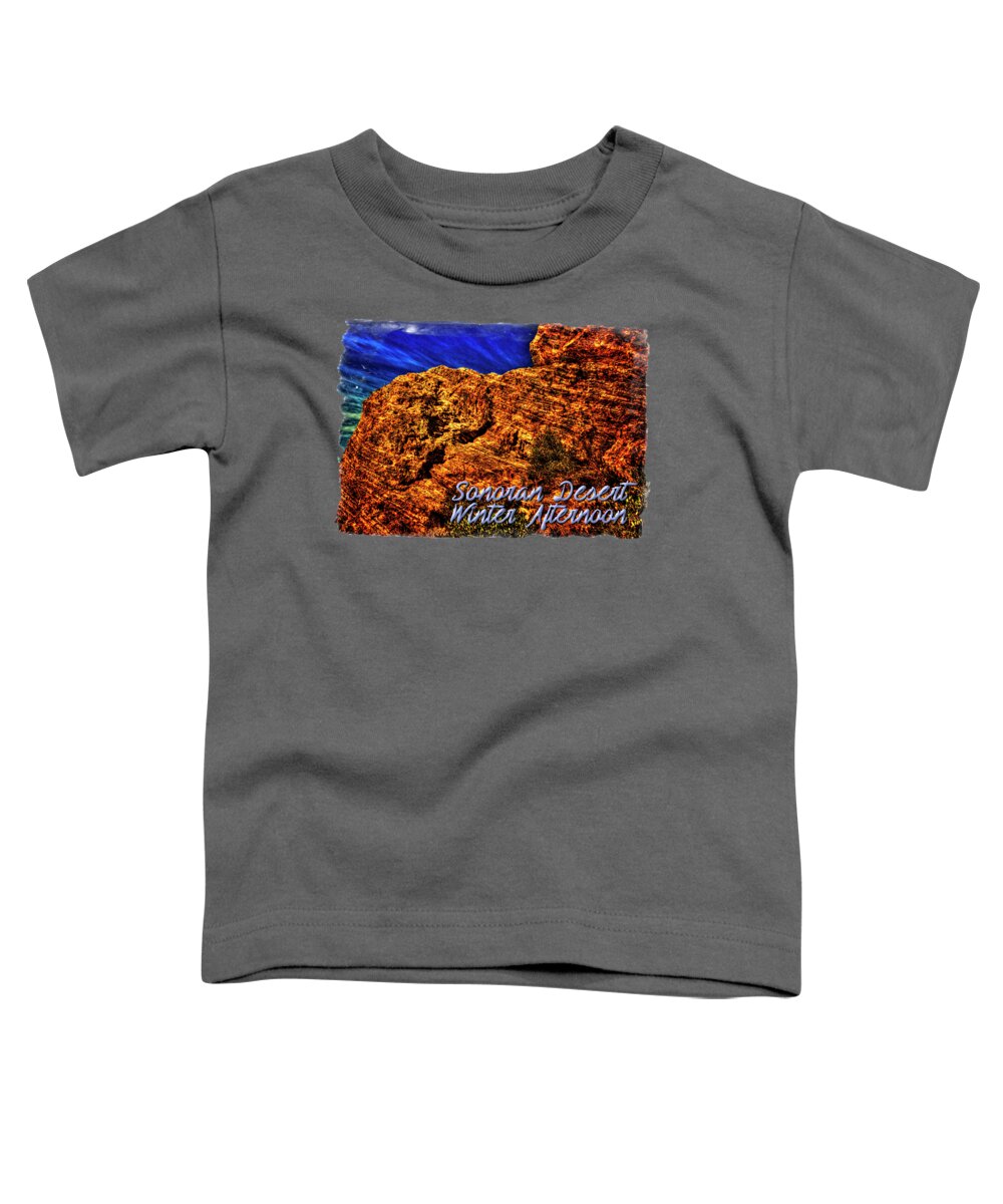 Arizona Toddler T-Shirt featuring the photograph Navajo Sandstone and Cirrus Clouds by Roger Passman